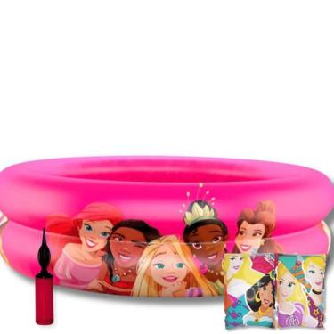 Imagem de Piscina Inflável Redonda 37L Com Boia De Braço Princesas - Etitoys
