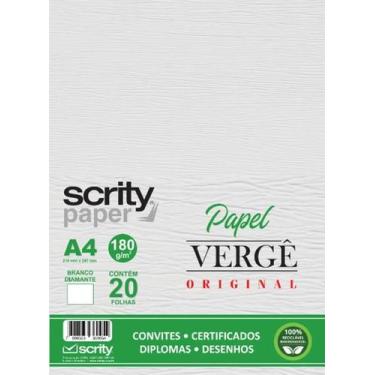 Imagem de Papel Especial Vergê Branco 180g - A4 com 20 folhas - Scrity