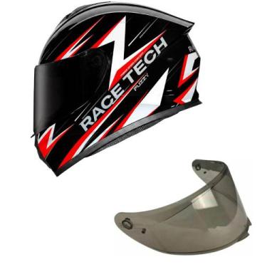 Imagem de Capacete Race Tech Hit Fuzzy Preto e Branco Mais Viseira Fumê Tamanho: