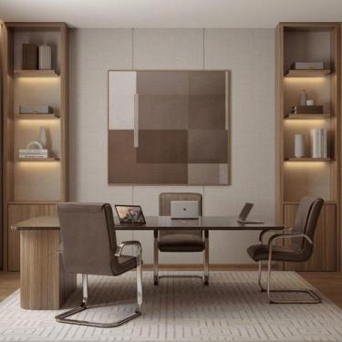 Imagem de Kit com 4 Cadeiras Office Base Fixa em Aço Cromado e material ecológic