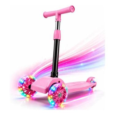 Imagem de Patinete Infantil 3 Rodas Com Led Dobrável Ajustável Menina Menino Cri