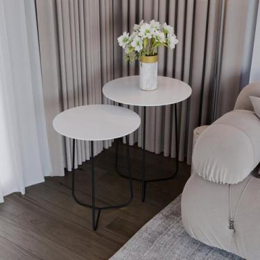 Imagem de Conjunto Mesa Lateral de Canto Trude 55cm x 45cm x 45cm Branco - Previ
