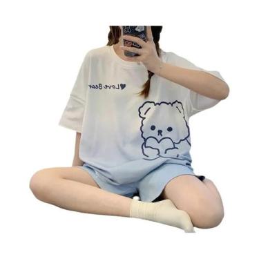 Imagem de Conjunto De Pijamas De Verão Para Mulheres Com Estampa De Urso Em Dese