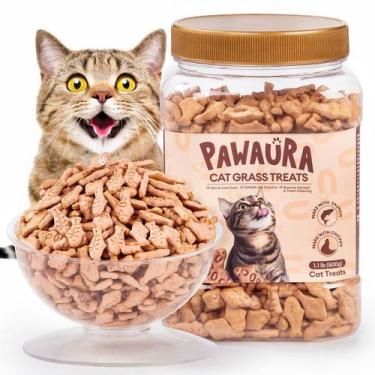 Imagem de Petiscos para Gatos Pawaura Salmão e Grama para Gatos Controle de Bola