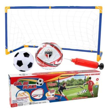 Imagem de Kit Golzinho Infantil São Paulo Trave Rede Bola e Bomba Licenciado Ofi