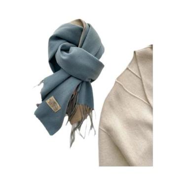 Imagem de Cachecol De Cashmere Dupla Face Quente Com Franjas Em Diferentes Cores