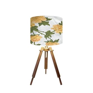 Imagem de Abajur Mesa Tripé Madeira 60cm Cores Florais - Md1001 Cúpula Ø30