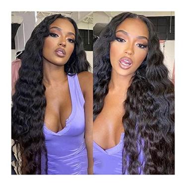 Imagem de Perucas femininas 20-76 cm 150% densidade lace frontal peruca transparente solta onda profunda lace frontal Remy pré-arrancada 13x4 cabelo humano brasileiro perucas entrelaçadas cabelo humano perucas