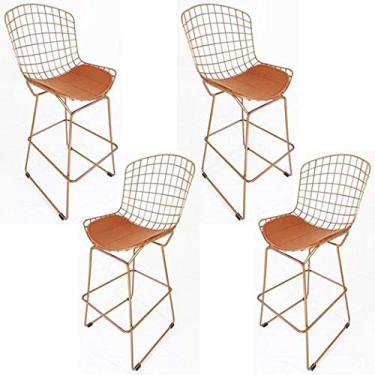 Imagem de Kit 4 Banquetas BERTOIA Cobre - Poltronas do Sul