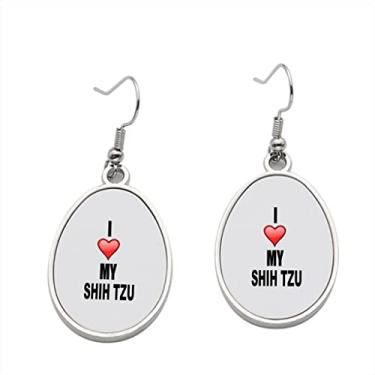 Imagem de Brinco I Love Shih Tzu - Brincos com pingente para meninas - Presente de festa de aniversário dos namorados