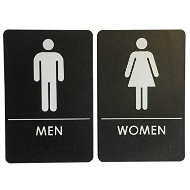 Imagem de Placas de banheiro masculinas e femininas em conformidade com ADA, placas de porta de banheiro para escritórios, empresas e restaurantes, feitas nos EUA