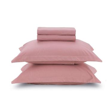 Imagem de Jogo Roupa de Cama Casal Karsten 180 Fios 4 Peças Liss Rosa