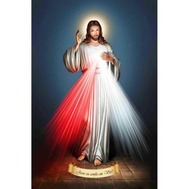 Imagem de Quadro Decorativo Religioso Jesus Misericordioso Sala Luxo 40x60cm
