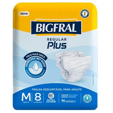 Imagem de Fralda Geriátrica Bigfral Plus Regular M - 8 Unidades