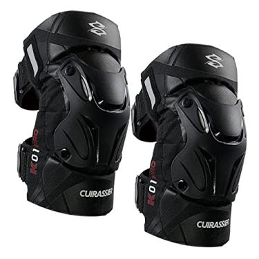 Imagem de Kokiya 2 peças K01-3 joelheiras de motocicleta, proteção resistente a choques joelheira para corrida de motocross mountain bike reflexiva, PRETO