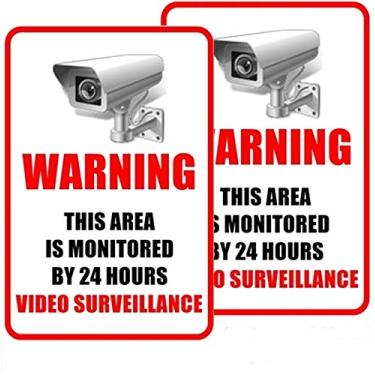 Imagem de (Pacote com 2) Vinil autoadesivo de vinil para ambientes externos/internos de 21 cm de altura x 14 cm de largura para câmera de segurança de negócios DVR sistema de vigilância de vídeo janela porta de parede avisos placa de alerta adesivo traseira