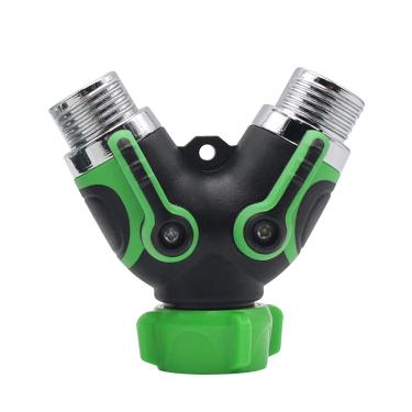 Imagem de C/H Divisor de mangueira de jardim, conector de torneira de mangueira de 2 vias, válvula dupla em Y, coletor divisor de torneira de água com cabo emborrachado regulável e travável