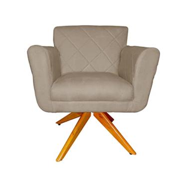 Imagem de Poltrona Decorativa Isabela em Tressê Pés Madeira Giratório Suede Capuccino - DS Estofados