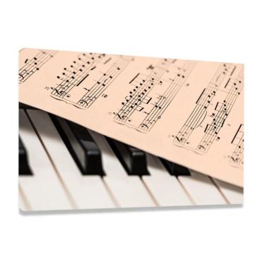 Imagem de Kit Quadro Decorativo Parede Para Sala Hall Piano Partitura