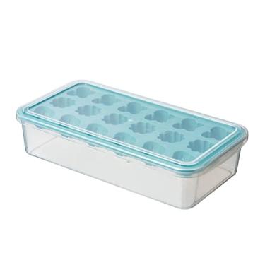 Imagem de Bandeja de cubo de gelo uísque bandeja de cubo de gelo molde de gelo com recipiente de armazenamento acessórios de barra de sorvete ferramenta de cozinha adequada para bebida café suco de gelo molde de cubo de gelo (cor: azul)