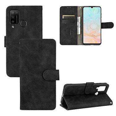 Imagem de HONGYAN Capa de telefone Para Doogee N20 Pro Sólida Cor Sinta Sinta Magnética Fivela Horizontal Flip Bezerro Textura PU Caso de couro PU com suporte e carteira de cartão Capa protetora