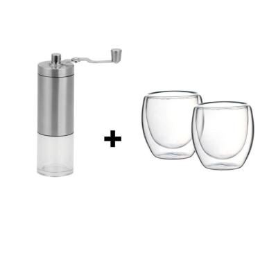 Imagem de Kit Moedor Café + 2 copos Vidro Térmicos