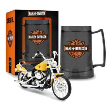 Imagem de Kit Moto Miniatura Coleção 1:18 + Caneca Chopp Harley Davidson Present