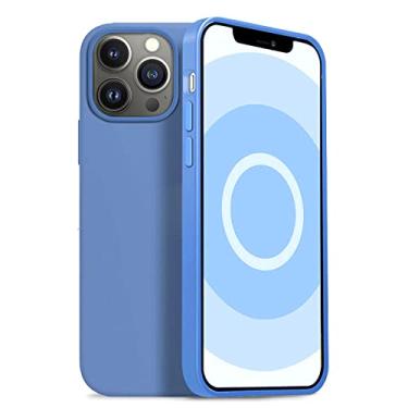 Imagem de Capa de silicone líquido para iphone 14 13 pro max à prova de choque para iphone 13 12 mini 11 pro telefone capa protetora macia, azul claro, para iphone12 promax