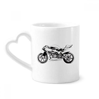 Imagem de Caneca preta com estampa de ilustração de motocicleta café cerâmica copo de coração de vidro