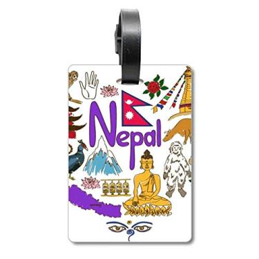 Imagem de Nepal Love Heart Landscap bandeira nacional mala etiqueta bagagem cartão etiqueta, Multicolorido.