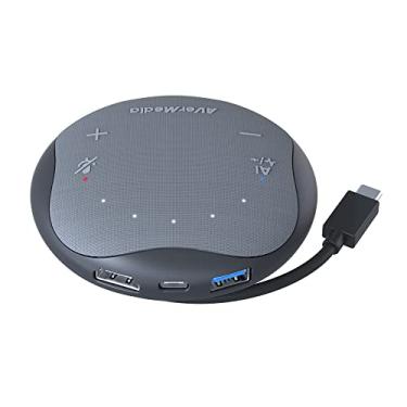 Imagem de AVerMedia Alto-falante portátil AS315 funciona com zoom, equipes, Skype, estação de ancoragem USB-C, hub USB, alto-falante e microfone portátil para conferência, redução de ruído de IA