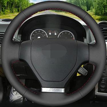 Imagem de Cobertura de volante de carro de couro preto costurado à mão, para Hyundai Tiburon 2003-2008 / Coupe 2002-2008