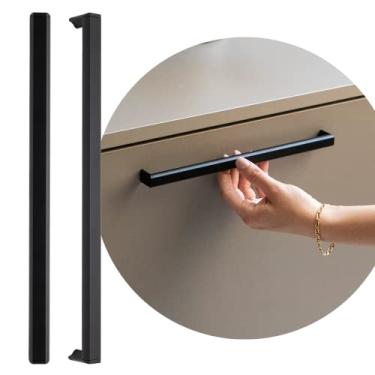 Imagem de Puxador Slim Gaveta De Armario Moveis Alumínio Round 352mm (PRETO FOSCO)