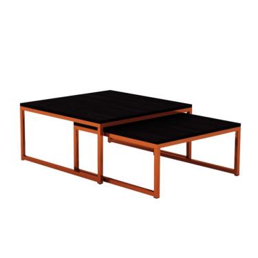 Imagem de Mesa de Centro Quadrada Catarina Wood Cobre e Preta