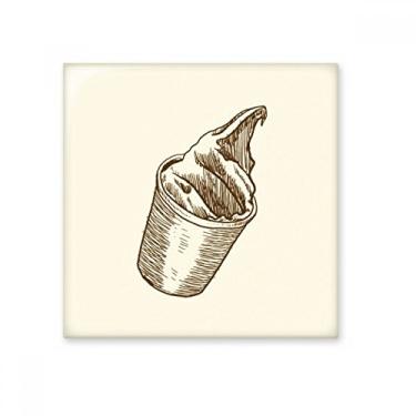 Imagem de Taça marrom para esboçar a mão sorvete azulejo de cerâmica brilhante decalque de pedra adornada tijolo vitrificado