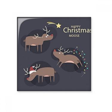 Imagem de Pedra de adorno de tijolo vitrificado com estampa de alce de rena de Natal