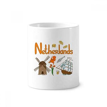 Imagem de Suporte para caneta de escova de dentes com símbolo nacional da Holanda com suporte de cerâmica