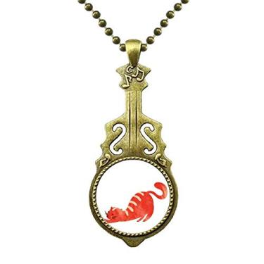 Imagem de DIYthinker Colar de aquarela com desenho de gato gordo, pingente de música de guitarra antiga