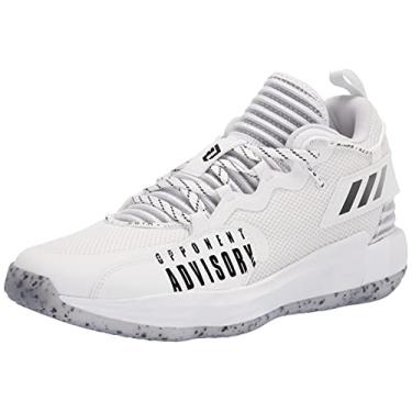 Imagem de adidas Tênis de basquete unissex Dame 7 Extply, Branco/Preto/Branco, 8 Women/8 Men
