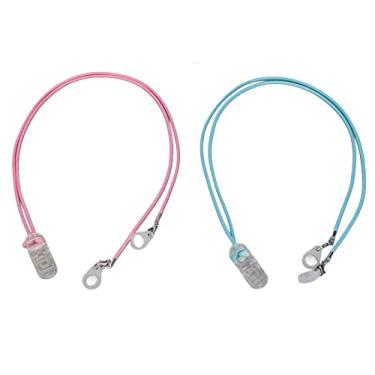 Imagem de 2 conjuntos de cordões de amplificador auditivo rosa azul, cordão de aparelho auditivo antiperda fácil de usar, suporte prático para amplificador auditivo à prova d'água, suporte universal para aparelho auditivo para crianças idosas