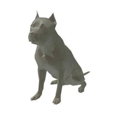 Imagem de Pitbull Low Poly Geométrico Decoração 3D 14cm