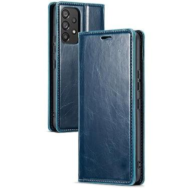 Imagem de LXURY Capa de couro para Samsung Galaxy S23 Ultra/S23 Plus/S23, capa de telefone flip magnética para negócios com slot para cartão Kickstand capa fina, azul, S23 6,1"