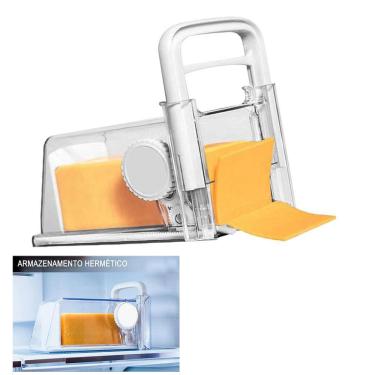 Imagem de Cortador Ralador Fatiador de Queijo Presundo 4 em 1 Manual Lamina Inox Pote Hermetico Armazenamento Geladeira Cozinha Alimento Resistente Duravel