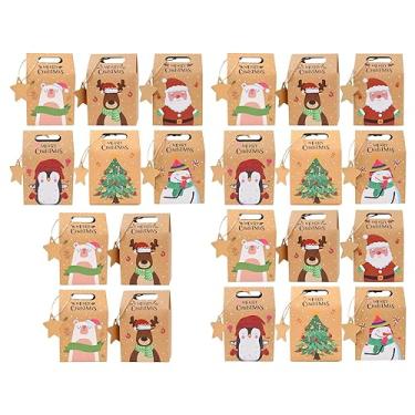 Imagem de menolana Sacos de papel kraft de natal, 24 unidades, caixa de embalagem de doces com etiquetas de nome, suprimentos de embrulho, caixas de doces, saco de