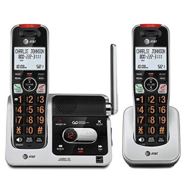 Imagem de AT&T BL102-2 dect 6.0 2-Handset Telefone sem fio para casa com secretária eletrônica, bloqueio de chamadas, locutor de identificação de chamadas, assistência de áudio, interfone e alcance inigualável, prata / preto