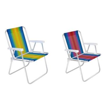 Imagem de Kit 2 Cadeiras Adulto De Praia Alta Alumínio Mor