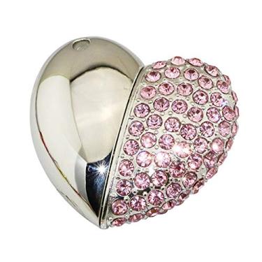 Imagem de 32GB Metal Heart Modelo 3.0 USB Flash Drive Pen Drive Armazenamento de Dados Pen Drive Pen Drive Pen Drive Pen Drive USB Drive USB 3.0 Pen Drive U Disk Flash Memory Flash Disk - Rosa