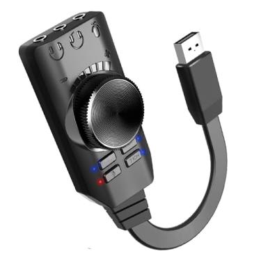 Imagem de DAGIJIRD Adaptador de placa de som externa USB 2.0 com fone de ouvido TRS duplo e conector de microfone para PC, laptop, dispositivo de jogos