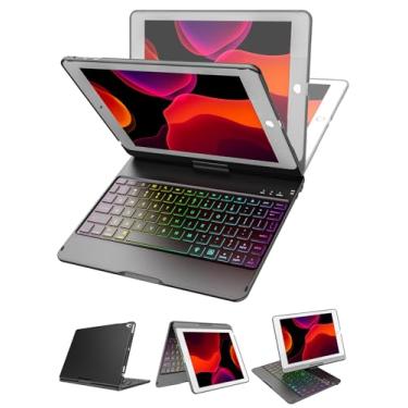 Imagem de MMK Capa para iPad 6ª geração com teclado | Compatível com iPad 5ª geração (2017) e iPad Air (1ª, 2ª geração | 2013, 2014) e iPad Pro de 9,7 polegadas (2016) | Retroiluminação de 10 cores e rotação