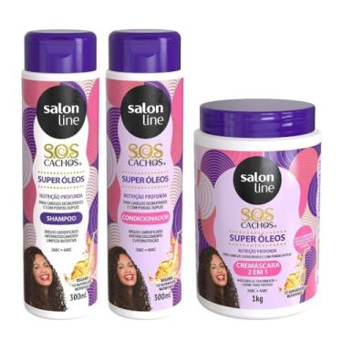 Imagem de Kit SOS Cachos Super Óleos com Shampoo + Condicionador eCremáscara de Cachos Salon Line